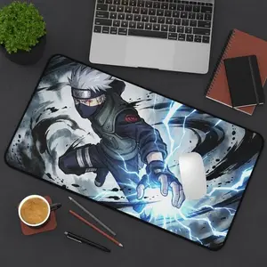 [New Gaming Gear - Sale Up To 35%] Kakashi Ninja Lightning Attack Desk Mat, Anime Style Gaming Mouse Pad, Workstation Desk Accessory, Smooth Surface Mouse Pad