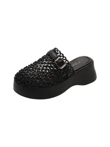 Breathable Mesh Thick Sole Slip-On Mules, Comfortable Soft Bottom Sandals, Versatile for Commute & Vacation, Stylish Open-Toe Design, Women