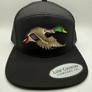 Low Country Comfort Co. Duck Stitched Patch 7-Panel Hat with Mesh Back and Adjustable Strap