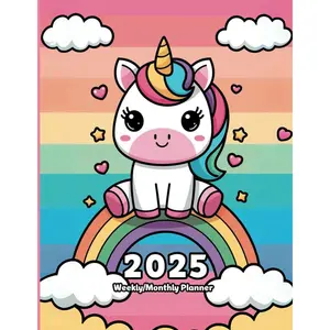 2025 Weekly/Monthly Engagement Planner 8.5 x 11: Unicorn Themed 12- month, January - December Dated Weekly/Monthly/Yearly Calendar With Bonus Goals, ... Monthly/Yearly Reflection, Vision Board Pages Paperback – December 24, 2024
