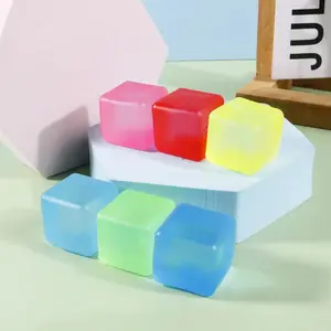 Frosted Ice Cube Shaped Fidget Toy Square Stress Relief Ball for Anxiety ADHD Squishy Squeeze Toy Gift for Adults