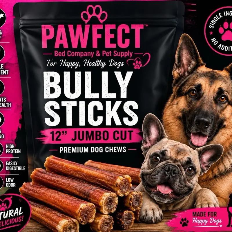PAWFECT Beef Pizzle Bully Sticks for Dogs - 6 Inches Thick Cut, 100% Beef Single Ingredient, Long Lasting Natural Adult Dog Dental Treat Chews (6-Pack), Available in 12-Inch & All Size Packs