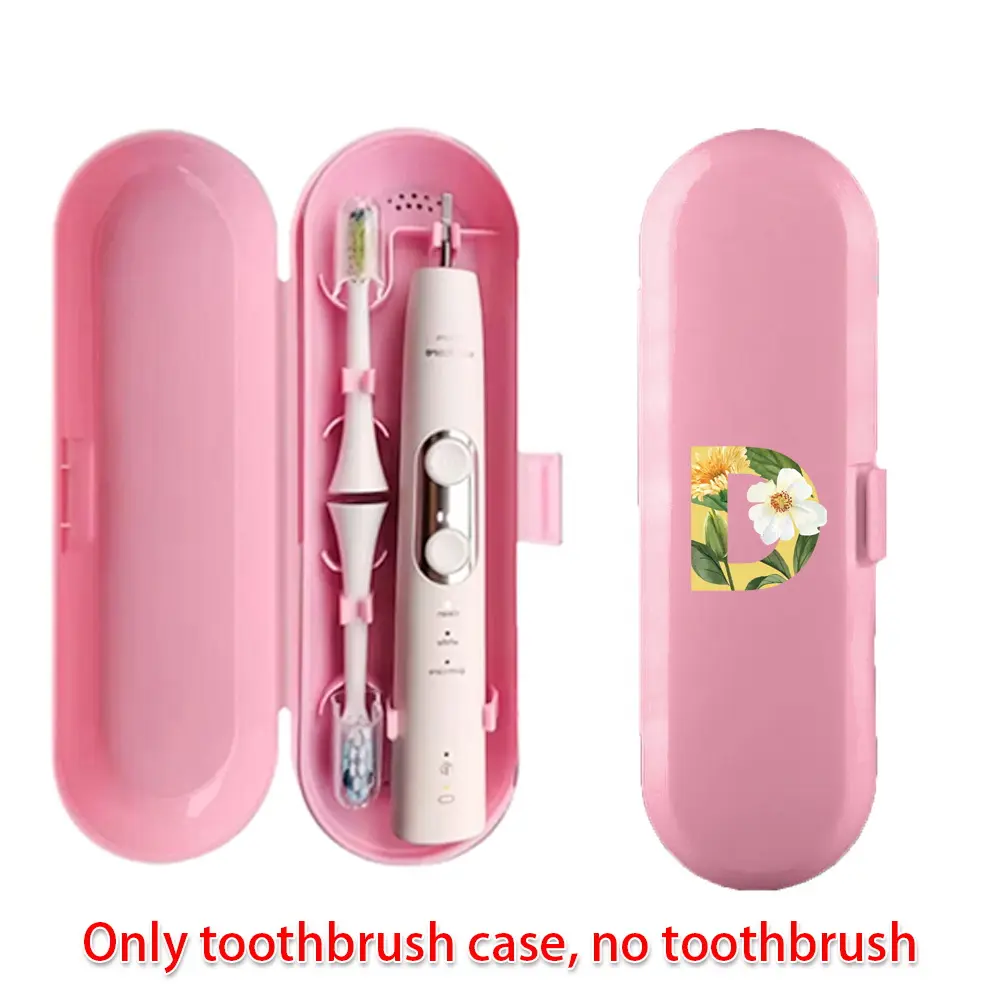 Travel Electric Toothbrush Holder, Portable Outdoor Organizer, Unisex Dustproof Bathroom Case, Floral 26 Letters Pattern, Home & Outdoor Use