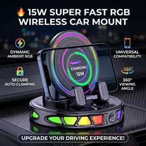 Gradient RGB Light Car Phone Bracket, Automatic Retractable Smart Induction Mount, Hands-Free Anti-Slip Vehicle Phone Holder