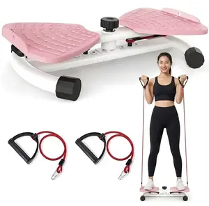 Portable Standing Ab Trainer, Waist Twister Board with Dual Resistance Bands for Core Strength and Home Fitness. Waist Twister Waist Twist Board Core Trainer Ab Trainer Resistance Bands #HomeGym #PinkFitnessGear Exercise Machine back extension