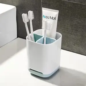 Plastic Toothbrush Holder, Bathroom Electric Toothbrush and Toothpaste Storage Box, Detachable Countertop Organizer, Bath Storage Box