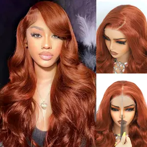 Auvzy 4X6 Glueless Wear to Go Wig Ginger Body Wave Synthetic Wig Pre Plucked Hairline Pre Cut for Women Soft and Bouncy 180 Density Wigs for Women No Glue 3 Seconds for Beginners