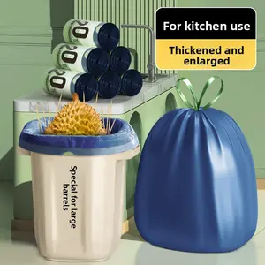 Tear Free Extra Thick Large Capacity Drawstring Sturdy Trash Bags Kitchen Home Hand Carry Heavy Duty Plastic Bin Liners with Handles