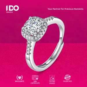 [Live Sale] R01 Silver Sterling S925 Moissanite Princess Round Ring I DO Jewelry Women Accessories Elegant Beautiful Luxury Adjustable Beautiful and Luxurious No Fade No Rust with 1 Year Guarantee Passed Diamond Selector