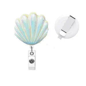 Shell Shaped Badge Holder, 1 Count Retractable Badge Reel, Creative Badge Holder for Office, School, Hospital, Students, Teachers, Premium Decorative Badge