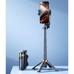 Mini Selfie Stick & Portable Phone Tripod - Pocket-Sized Rotating Desktop Stand with Extendable Handle for Vlog, Travel, Live Streaming & Hands-Free Recording