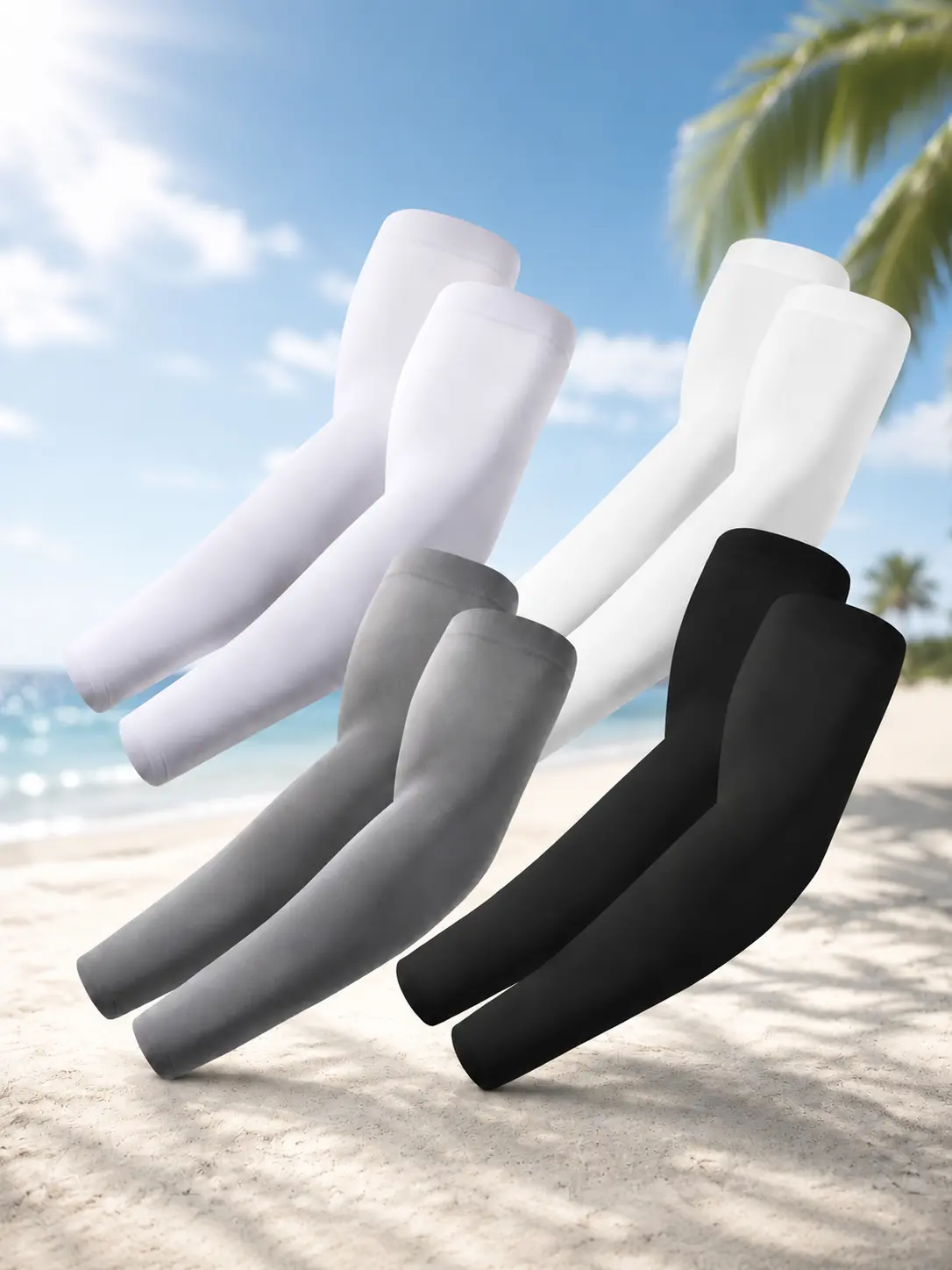 Cooling Arm Sleeves for Men & Female, UV Protection High Elastic Compression Sleeves with 92% Nylon 8% Spandex, Lightweight Breathable Sweat-Wicking Outdoor Sports Gear for Running, Cycling, Hiking