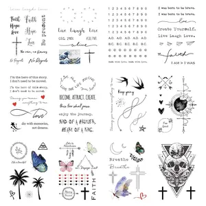 Bohemian-inspired Realistic Temporary Tattoos for Women and Men - Waterproof, Long-lasting, and Meaningful Tattoo Designs including Butterfly, Moon, Sun, Love, Letters and Words
