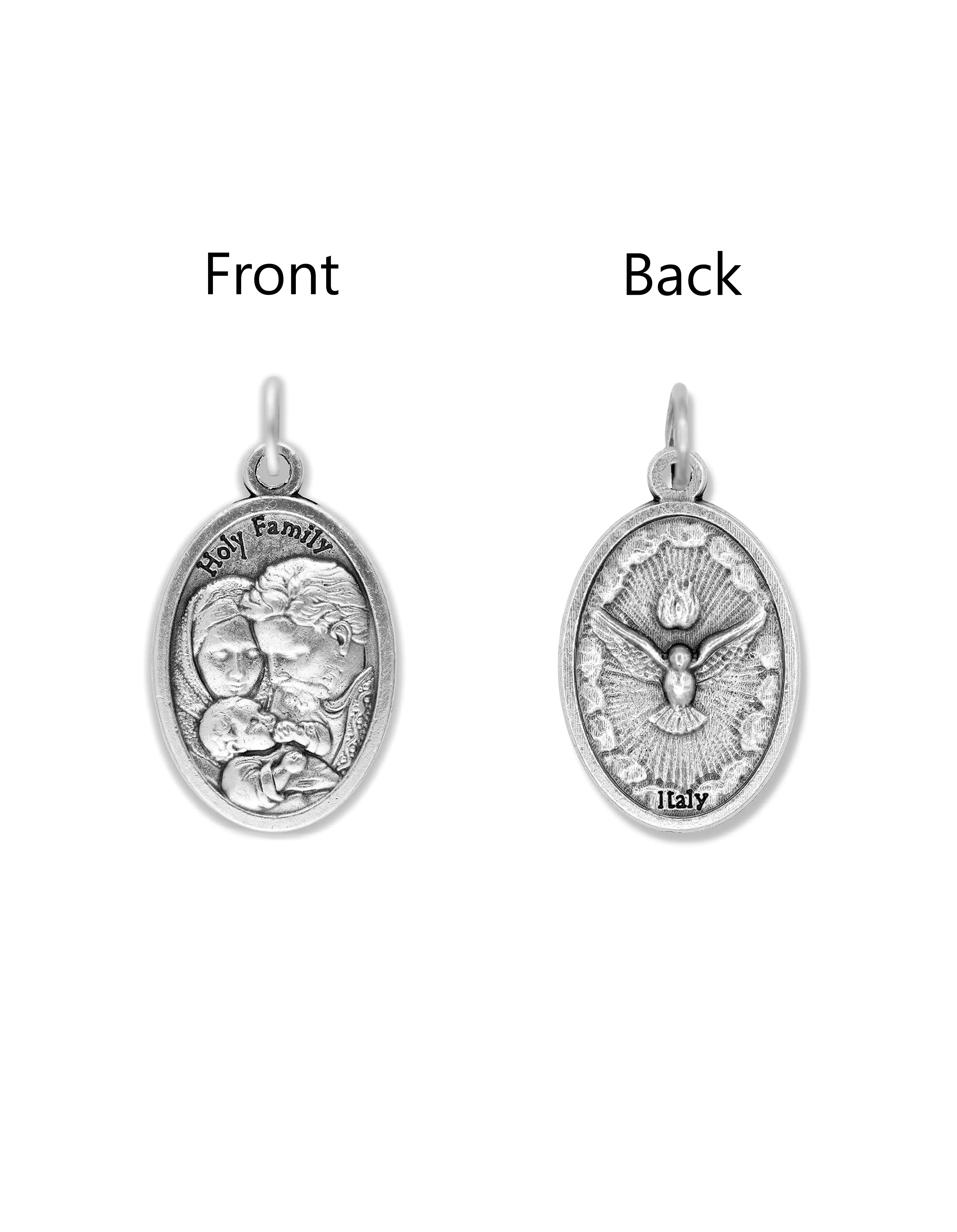 Saints Medals in oxidized silver made in Italy 1.0" x 0.7"