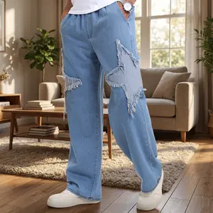 Men's Star Print Baggy Pants Elastic Waist Wide Leg Sweatpants Y2k Pants Trousers Streetwear