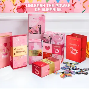 Valentine’s Day Surprise Explosion Gift Box with Flying Butterflies – Creative Bouncing Cash Box for Lovers, Friends & Family