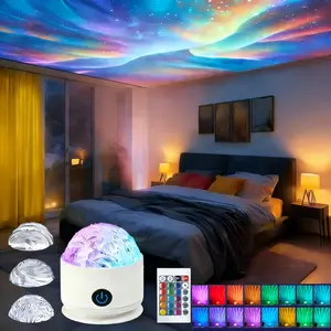 16-Color LED Aurora Projection Lamp, USB Rechargeable, 3-In-1 LED Projector Lamp with Remote Control, Relaxation & Romantic Night Ambience, Northern Lights Ambient Light, Bedroom, Party, Home Décor, Gift for Kids & Lovers room decor