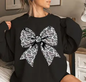 RETRO Camo Coquette Bow Sweater, Dove Season Shirt, Girls Camo Bow Shirt, Hunting Coquette Bow Sweatshirt, Camo Dude, Cotton Round Neck Tee, Unisex Shirt for Men and Women, Menswear, Womenswear Printed Tops
