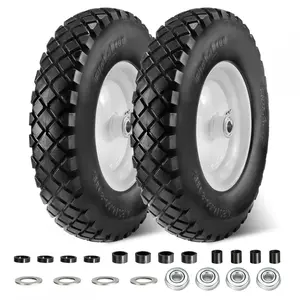 MaxAuto 4.80/4.00-8 Wheelbarrow Tires and Wheel w/Grease Fitting 3" Centered Hub, 3/4" Bearings, 4.80 4.00-8 Tire for Hand Truck, Trolley, Garden Cart