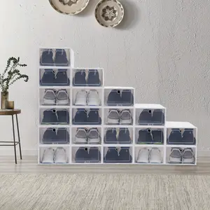 White 20 One Plastic Stackable Footwear Storage Organize Box Transparent Shoe Box Stackable Drawer Footwear Storage Organize Box Sneaker Display Box Halloween Christmas Gift