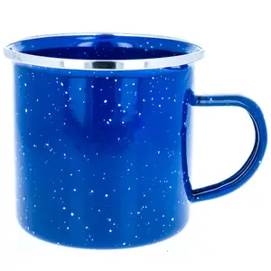 ASR Outdoor 11.75oz Stainless Steel and Enamel Coffee Mug, Classic Speckled Blue, Camping Essentials Reusable Cup