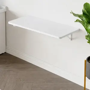 ARCH Wall Mounted Folding Table Floating Desk Fold Down Space Saving Solid Wood MDF White Finish 15.7 x 31.4 Inches for Laundry Room Kitchen Bathroom Bedroom Small Spaces Home Office Multipurpose Workstation, White Color Options, MDF Material
