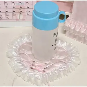 Heart Shaped Lace Insulated Coaster Ins Style Anti Slip Placemat Cute And Cotton Home Desk Decoration Accessories Girl Pink Star