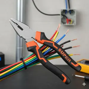 8-Inch Heavy Duty Cable Cutter Pliers Set, Industrial Grade Corrosion-Resistant Multi-Function Electrician Hand Tools with Anti-Slip Grips for DIY Home Improvement, Electrical Repair, and Wire Cutting