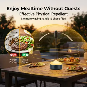 Mosquito Repellent Fan. Features a flexible gooseneck for adjustable positioning and a retractable hanging hook. Includes an ambient lighting function. Equipped with soft fan blades that are safe to touch. Ideal for use in kitchens and while camping. outd