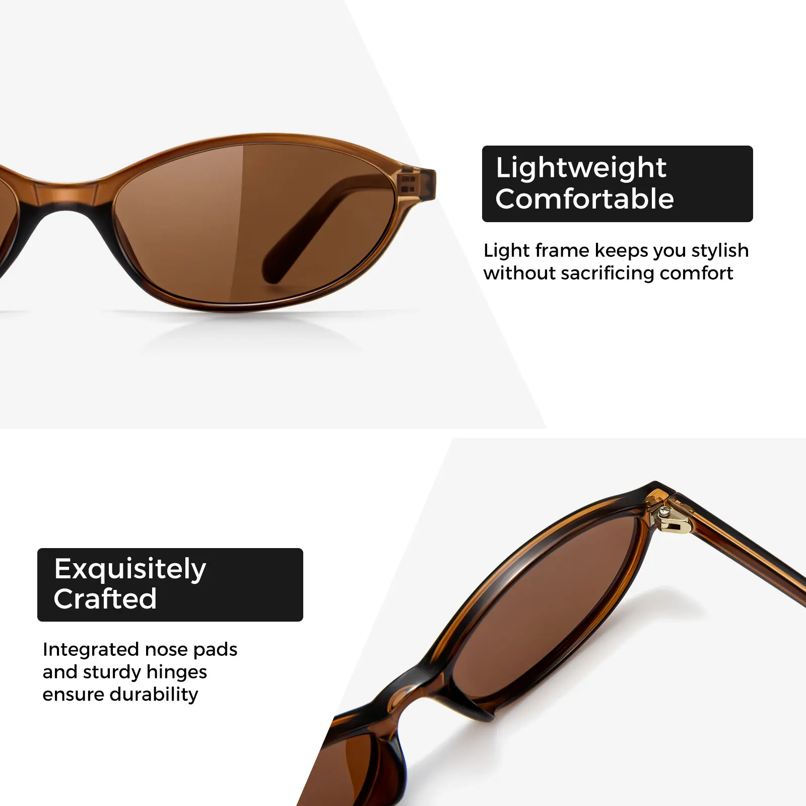 Vintage Oval Cat Eye Sunglasses Metal Frame Spring Hinge UV400 Protection Unisex Classic Design Sunglasses Oval Metal Frame Spring  main image 3