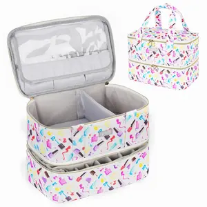 Nail Polish Organizer,Nail Organizers and Storage for Nail Tech,Nail Polish Carrying Case Bag Holds 40 Bottles and Nail Lamp,Portable Nail Polish Holder for Nail Supplies,Nail Polish Print Pattern LEFOR·Z