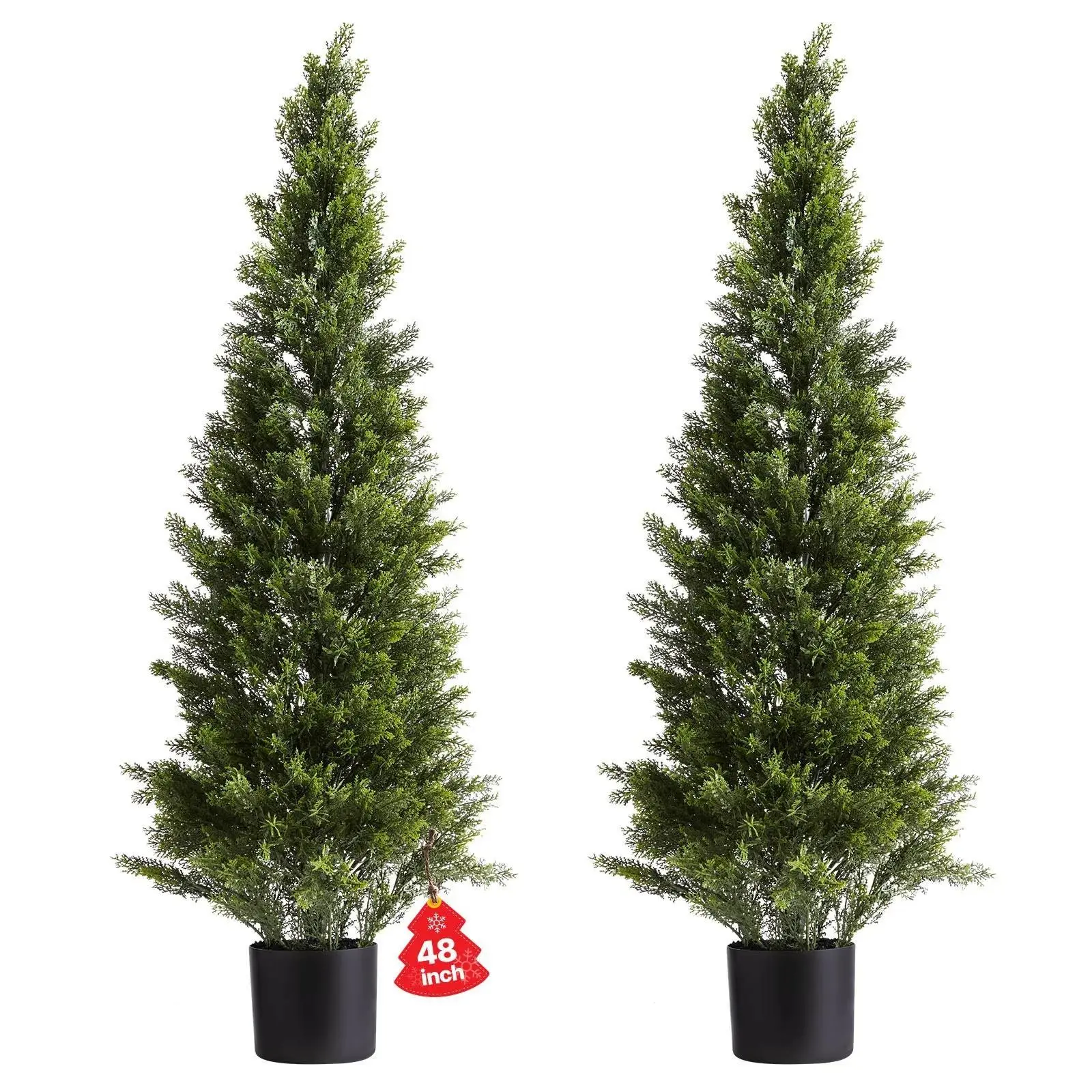 【SummerFinds】VEVOR 48in Faux Cedar Topiary Trees (2-Set) - Balcony & Cedar Post Artificial Trees, Realistic Silk Pine Shrubs, Easy Assembly for Outdoor Front Porch & Indoor Office Decor, Balcony Artificial Trees
