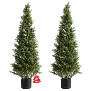 【SummerFinds】VEVOR 48in Faux Cedar Topiary Trees (2-Set) - Balcony & Cedar Post Artificial Trees, Realistic Silk Pine Shrubs, Easy Assembly for Outdoor Front Porch & Indoor Office Decor, Balcony Artificial Trees