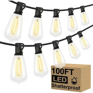 100/ 150FT LED Outdoor String Lights Patio Lights with Shatterproof ST38 Vintage Edison Bulbs, Outside Hanging Lights for Porch, Deck, Garden, Backyard, Balcony, 2700K Dimmable