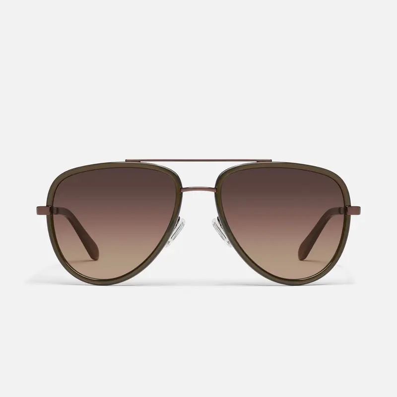 QUAY - ALL IN MEDIUM Aviator Sunglasses Frames Trendy Casual Acetate with Standard Metal Arms & Adjustable Silicone Nose Pads