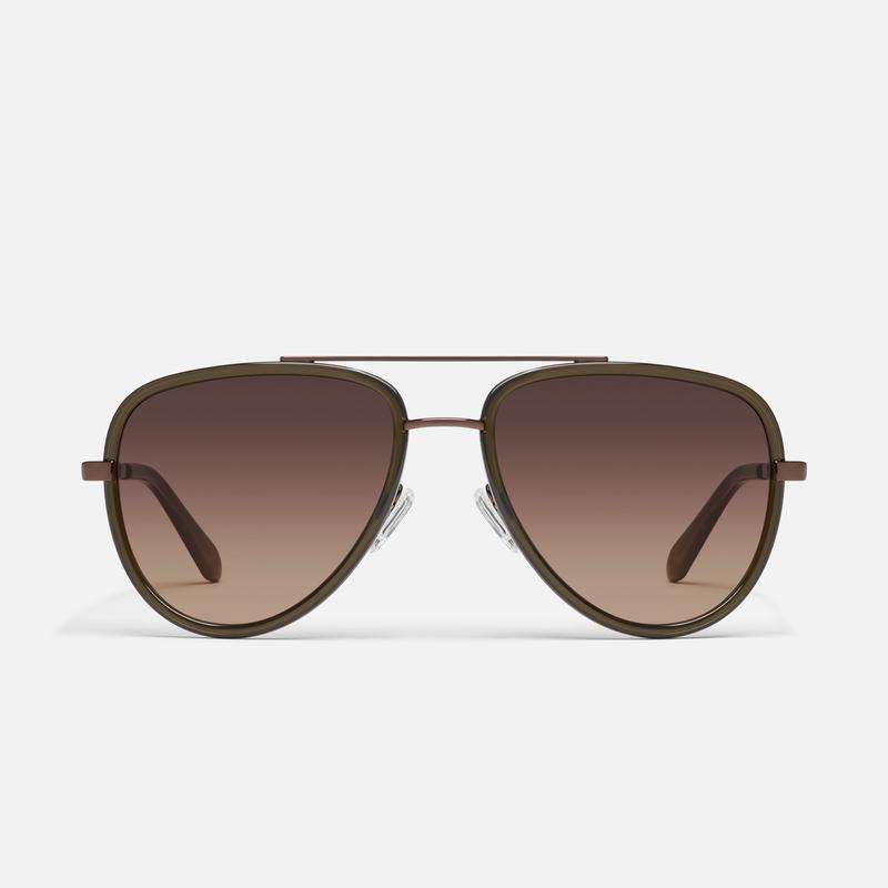 QUAY - ALL IN MEDIUM Aviator Sunglasses Frames Trendy Casual Acetate with Standard Metal Arms & Adjustable Silicone Nose Pads