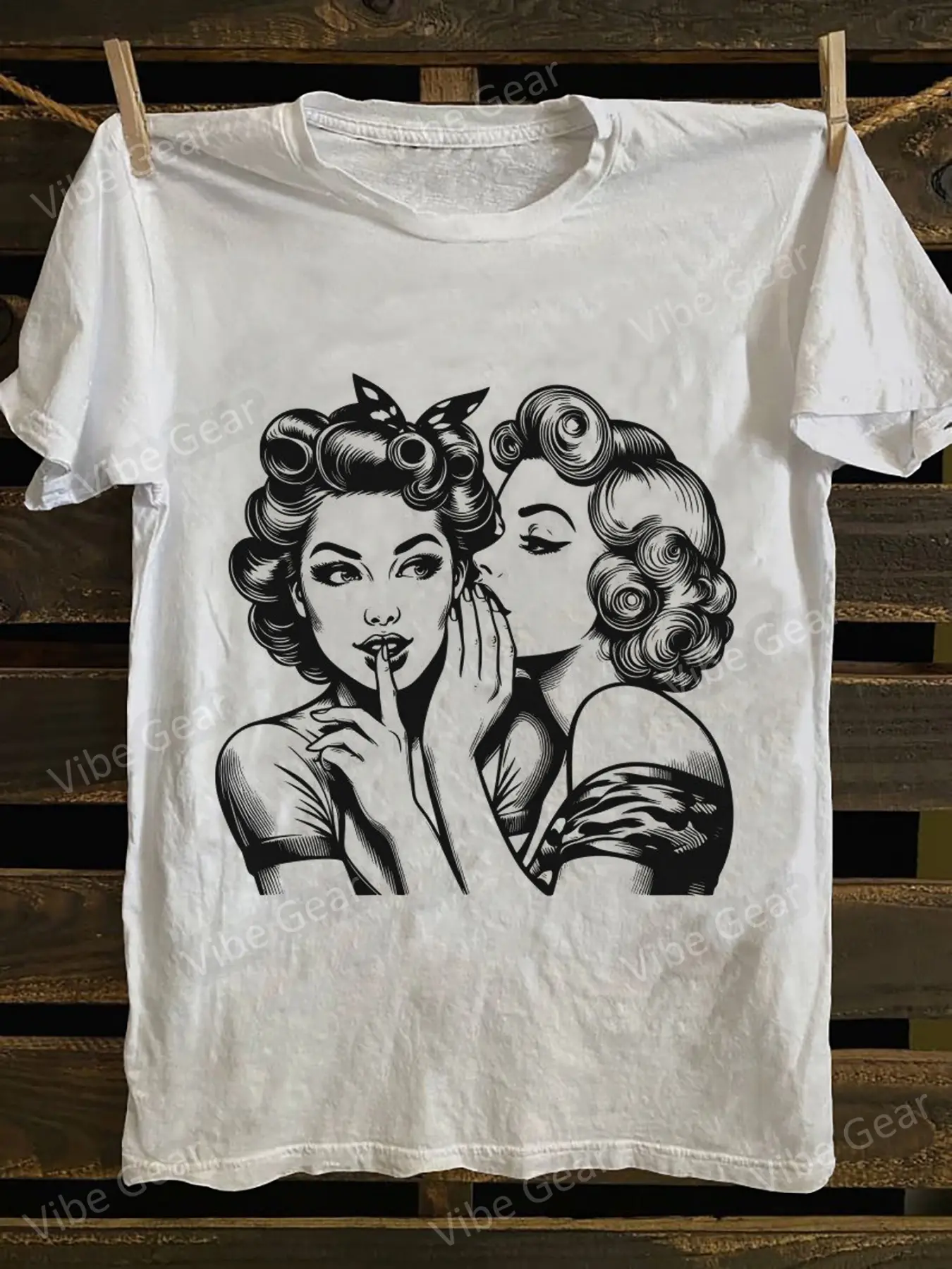 Retro Secret Whisper TShirt Vintage Pinup Style Gr unisex soft cotton short sleeve t shirt, vintage graphic casual tee for men women teens, perfect birthday holiday gift for camping travel gym daily street casual wear