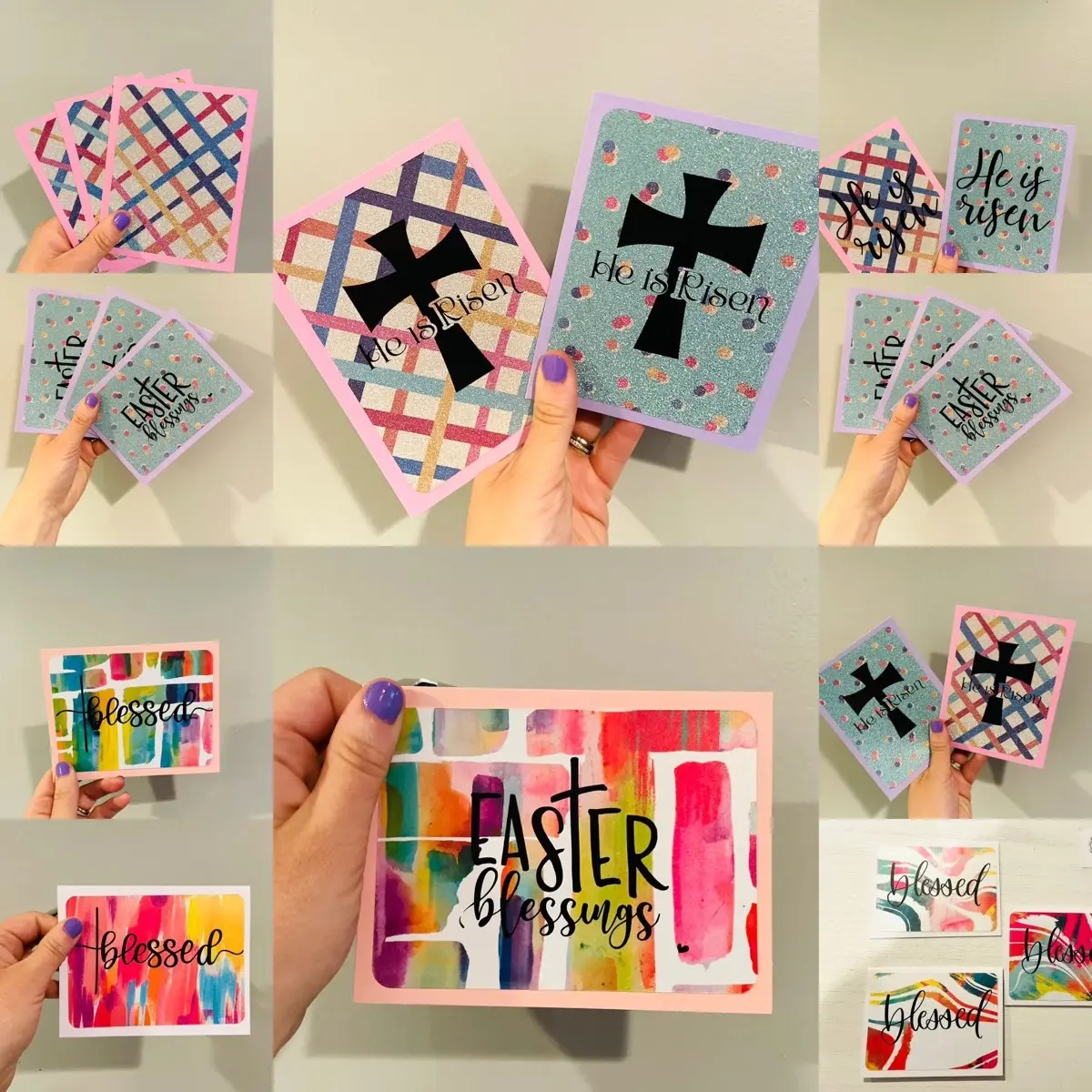 Handmade Assorted Easter Cards-He Is Risen-Easter Blessings Cards-Multiple to Choose From