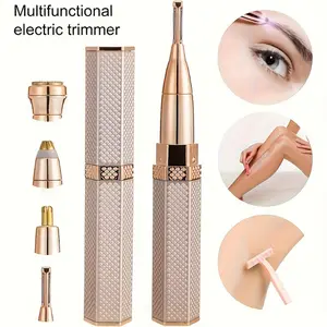 Complete Body Hair Removal Shaver - 4-Head Electric Facial Grooming Device for Women, Rechargeable Trimmer for Eyebrows, Nose, And Bikini Area