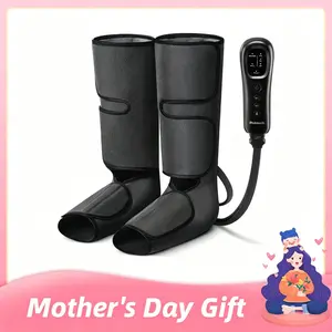 Medcursor Air Compression Leg Massager Black Calf & Foot Massager Adjustable Massage Boots for Home Office Use with 3 Modes & 2 Timers Comfort Gifts for Mom Dad - Relaxing