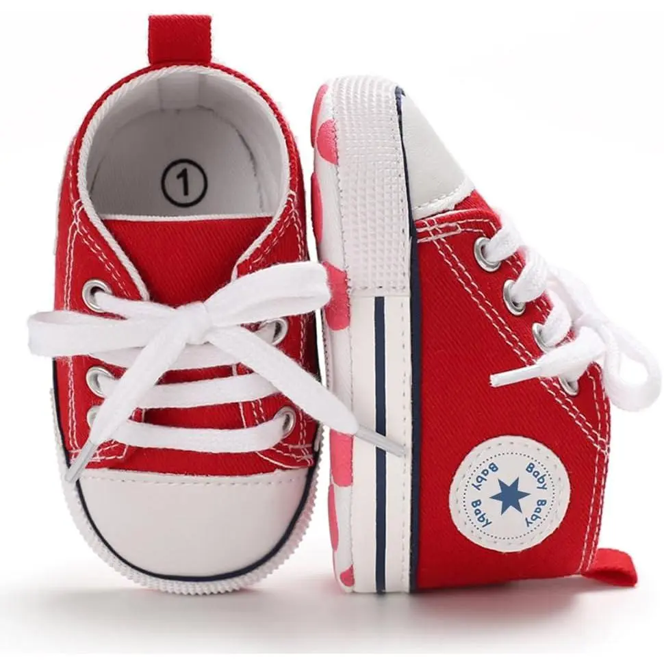 (New)Unisex Baby Boys Girls Shoes, Newborn Infant Non-Slip Canvas Denim High Top Sneakers, Toddler First Walkers Shoes (New)Unisex Baby Boys Girls Shoes, Newborn Infant Non-Slip Canvas Denim High Top Sneakers, Toddler First Walkers Shoes