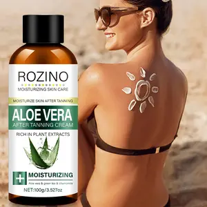 Rozino Aloe Vera After Tanning Cream - Moisturizing Lotion for Face Skin & Hair - Sun Burn Relief & Protection - 100g Plant Extracts