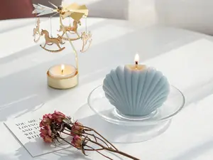 Cokab LLC Seashell Candle - Beach House Aesthetic Home Decor Pastel Lovers Gifts For Her Shell Candle Desk Decor Wall Shelf Display Wedding Favor