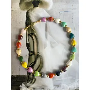 Multicolored hearts necklace