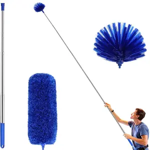 Upgrade Extended Thickened Telescopic Rod Cleaning Set, Multi-Head Fiber Duster Brush, Bed Base Cleaner, Ceiling Dust Sweeper