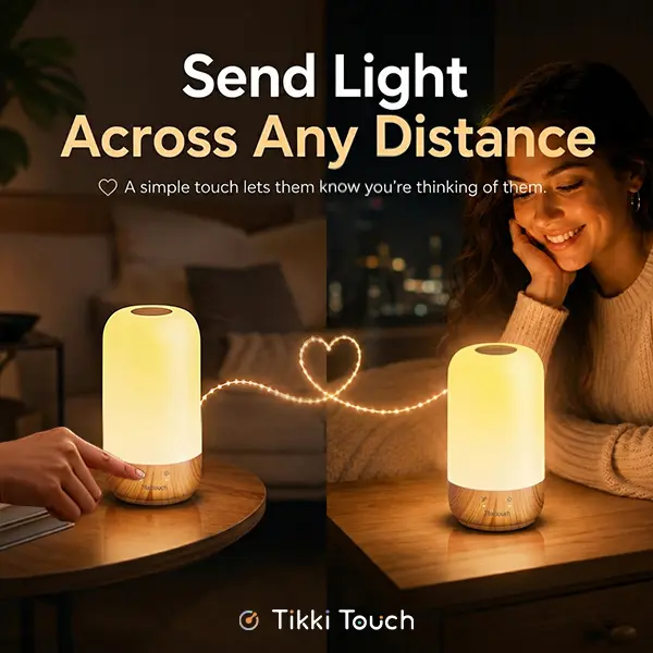 Tikkitouch Totwoo Unisex Remote Touch Control Couple Night Light - WiFi & Bluetooth Connectivity, Plastic Lamp for Nightstand, Ideal Valentine's Day & Birthday Gift