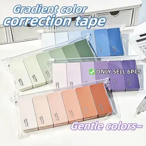 6pcs Low Saturation Gentle Gradient Correction Tape Set, Smooth Release, No Jamming, High Aesthetic, Ideal for Students and Office Use