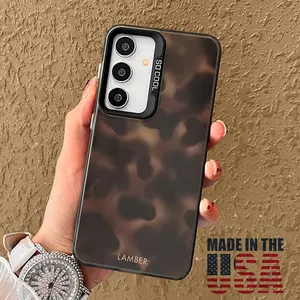 Vintage Amber Patterned Phone Case Compatible with Galaxy S23 Ultra S24 Plus S25 S22+ Shockproof Non Slip Military-Grade Protection slim Cover Cellphone Protective