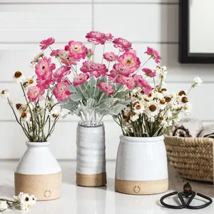 Pink Ranunculus Artificial Flowers 8 PCS Peony Flowers Faux Ranunculus Flowers for Table Arrangements Wedding Home Decor