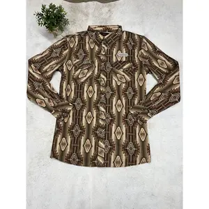 Marcelo Rock and roll B36 RR Aztec Printed Long Sleeve Snap Brown